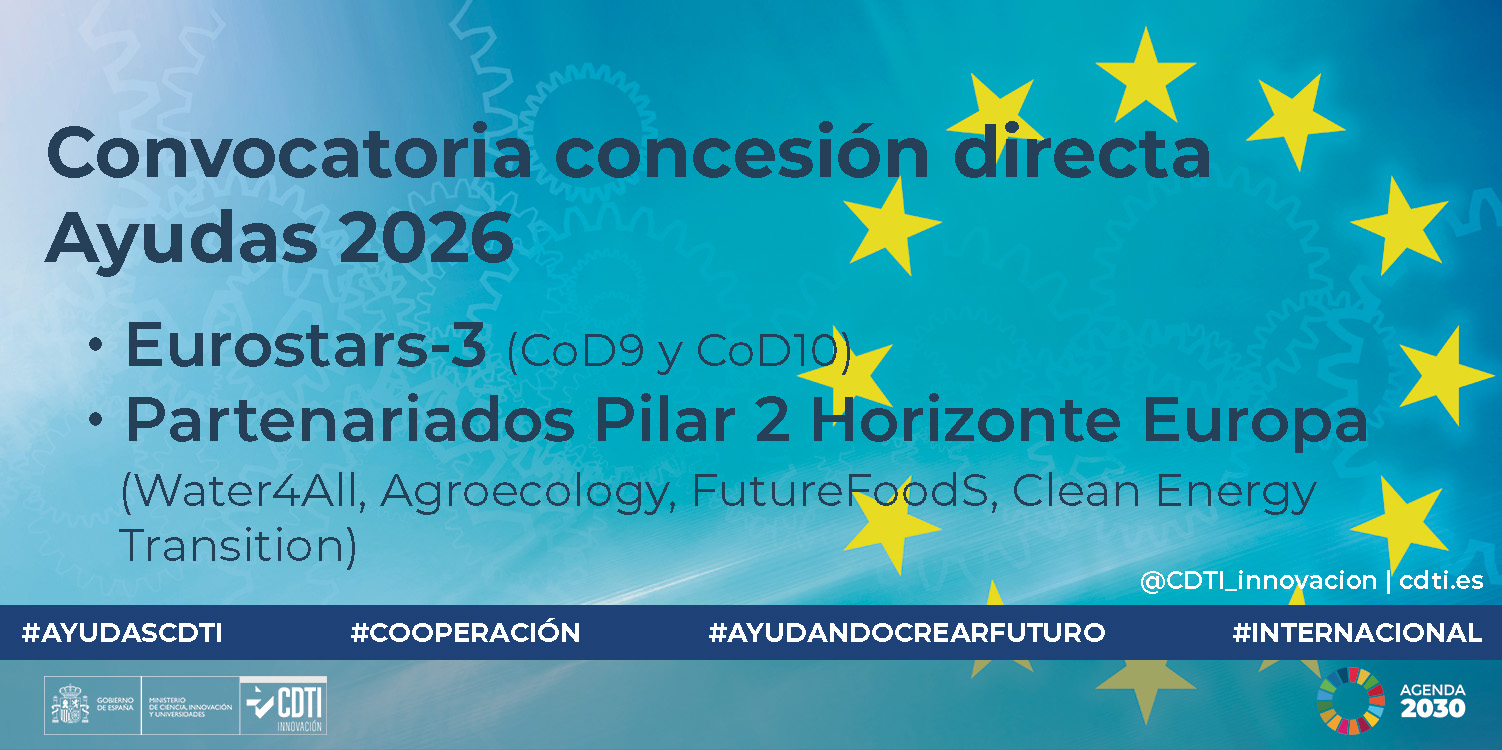 Concesión directa Ayudas 2026 Eurostars-3 Pilar 2 Horizonte Europa