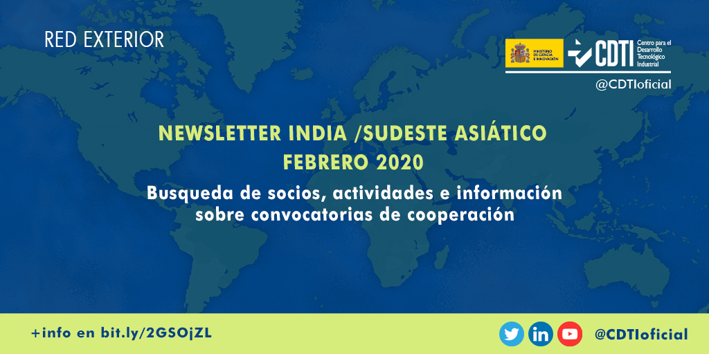 RED EXTERIOR | @CDTIoficial publica la nueva newsletter con noticias sobre innovación y tecnología de #India y #SudesteAsiático