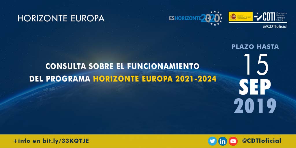 HORIZONTE EUROPA | La Comisión Europea lanza una consulta pública sobre el funcionamiento de #HorizonteEuropa 2021-2024
