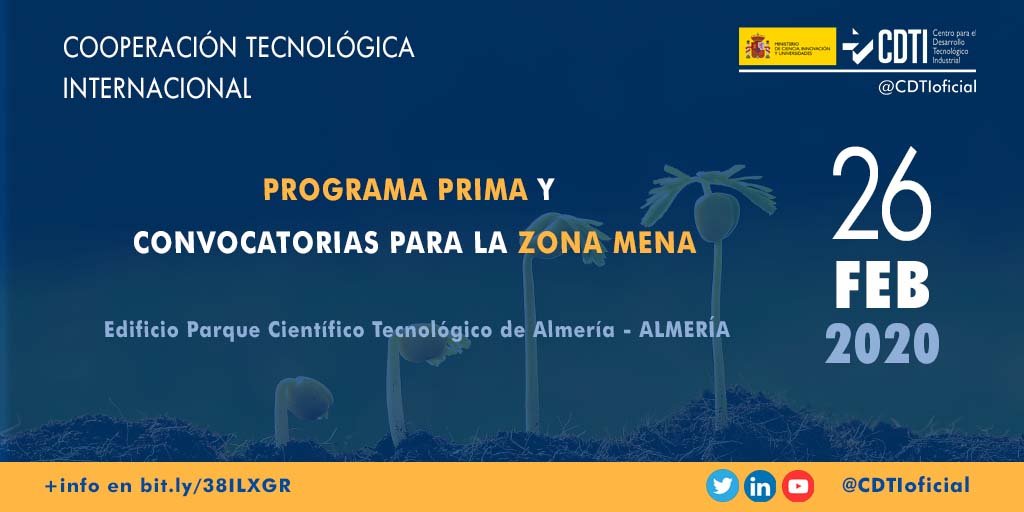 COOPERACIÓN TECNOLÓGICA INTERNACIONAL | @CDTIoficial presenta las convocatorias del programa PRIMA en #Almería