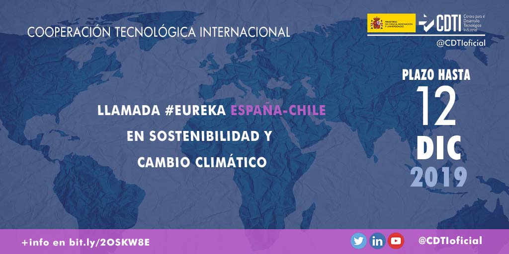COOPERACIÓN TECNOLÓGICA INTERNACIONAL | Lanzamiento de la llamada conjunta para la presentación de proyectos tecnológicos entre empresas de España y Chile en los ámbitos de #sostenibilidad y #cambioclimático