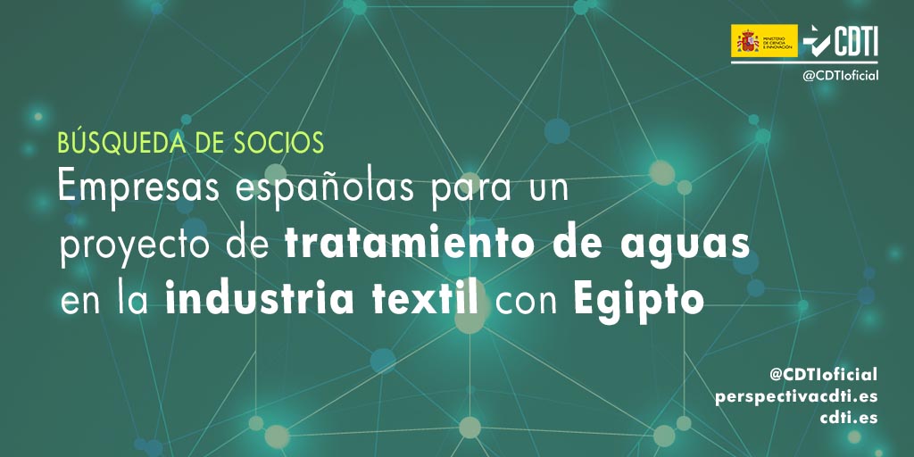 Búsqueda de socios españoles para unirse a consorcio hispano-egipcio en proyecto de I+D de tratamiento de aguas de industrias textiles