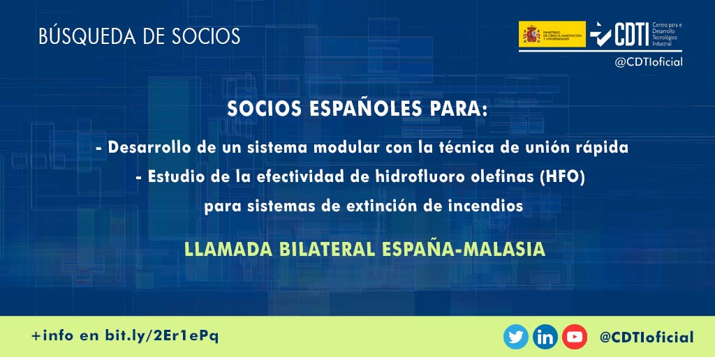 BÚSQUEDA DE SOCIOS |@CDTIoficial lanza dos búsquedas de socios para participar en dos proyectos de cooperación tecnológica con #Malasia