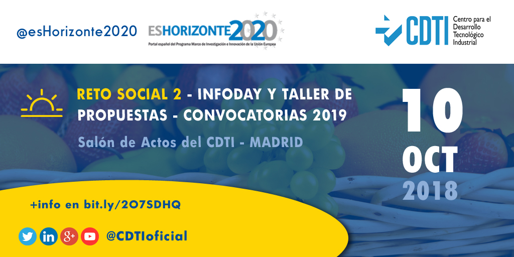 HORIZONTE 2020 | Jornada de presentación de Convocatorias y Propuestas #H2020 #RetoSocial2