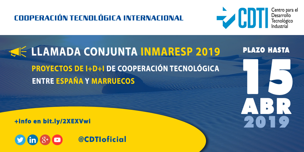 COOPERACIÓN TECNOLÓGICA INTERNACIONAL | Ya está abierta la segunda Llamada Bilateral INMARESP 2019 entre España y Marruecos