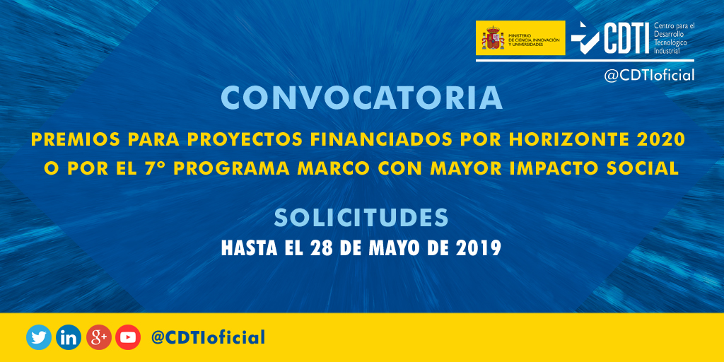 PREMIOS | Ya está abierta la convocatoria de los Premios que concede la Comisión Europea para los proyectos del 7º Programa Marco y #H2020 con mayor impacto social