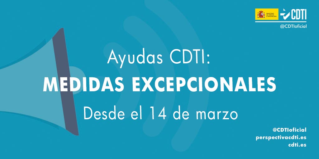 Medidas excepcionales tomadas por el CDTI a causa de la crisis del coronavirus