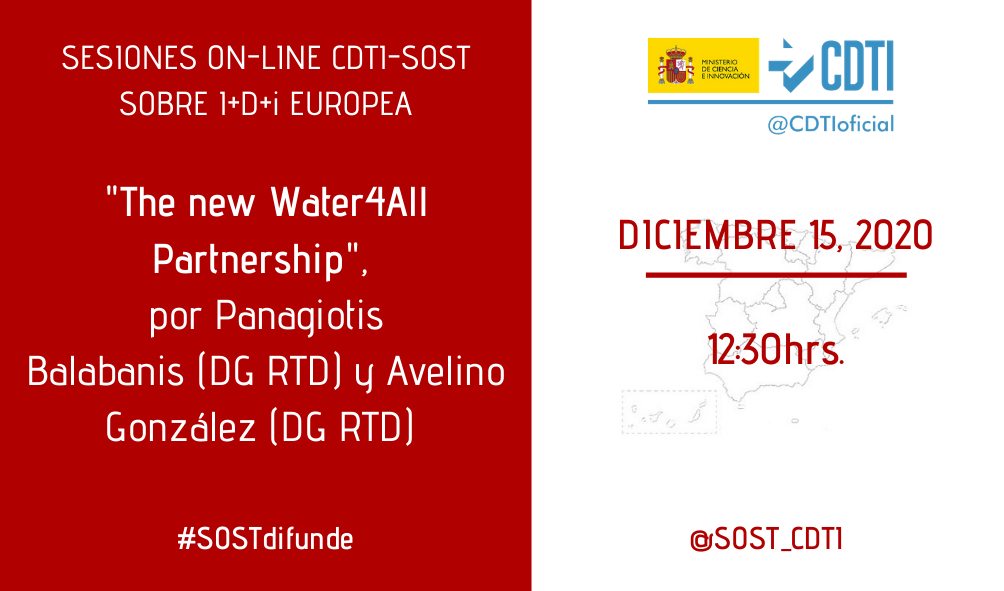 La Oficina SOST del CDTI en Bruselas cierra el 2020 con una sesión sobre el nuevo Partenariado Water4All